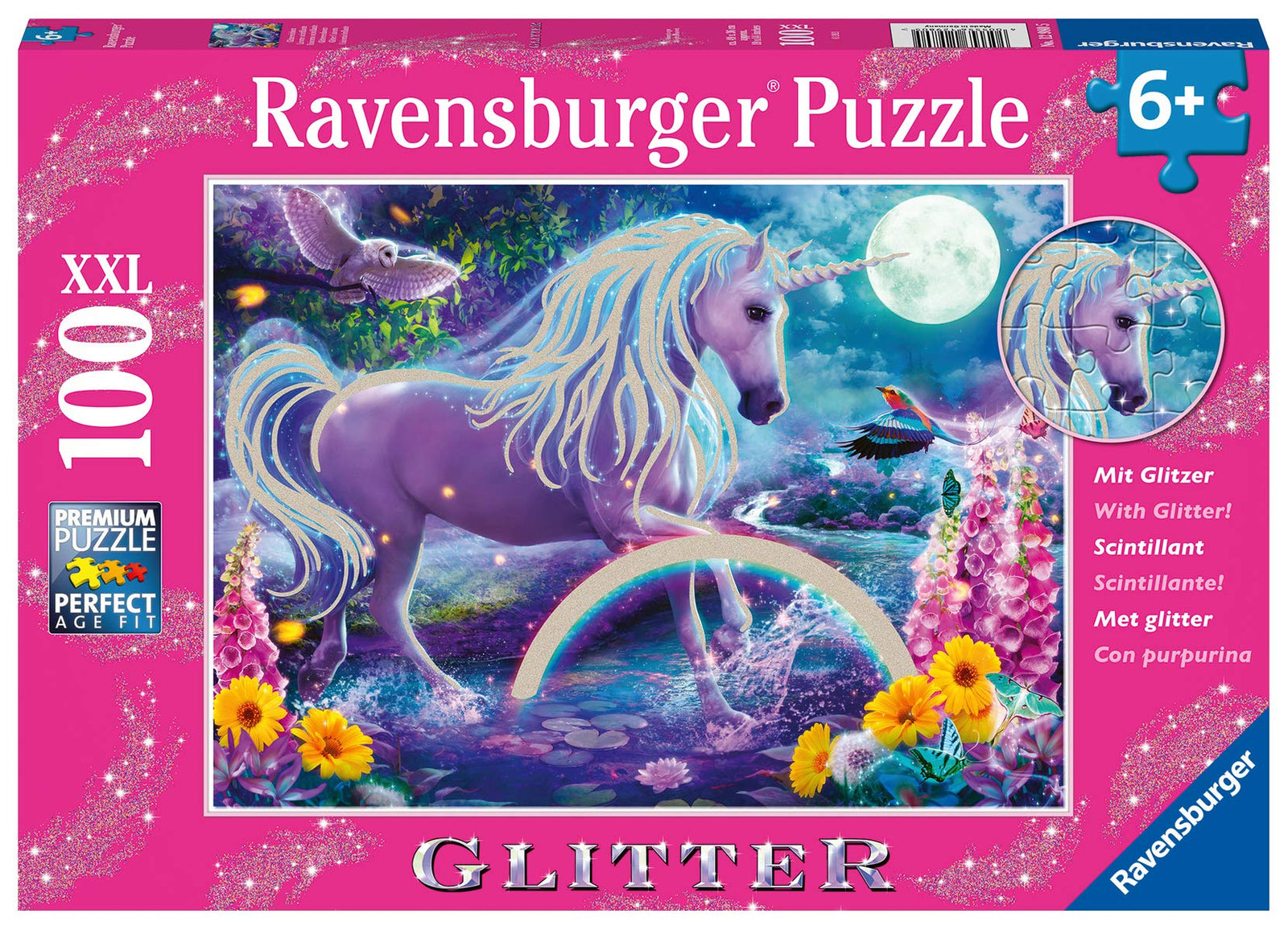 Ravensburger Glitter Unicorn 100 Piece Puzzles for Kids, Every Piece is Unique, Pieces Fit Together Perfectly