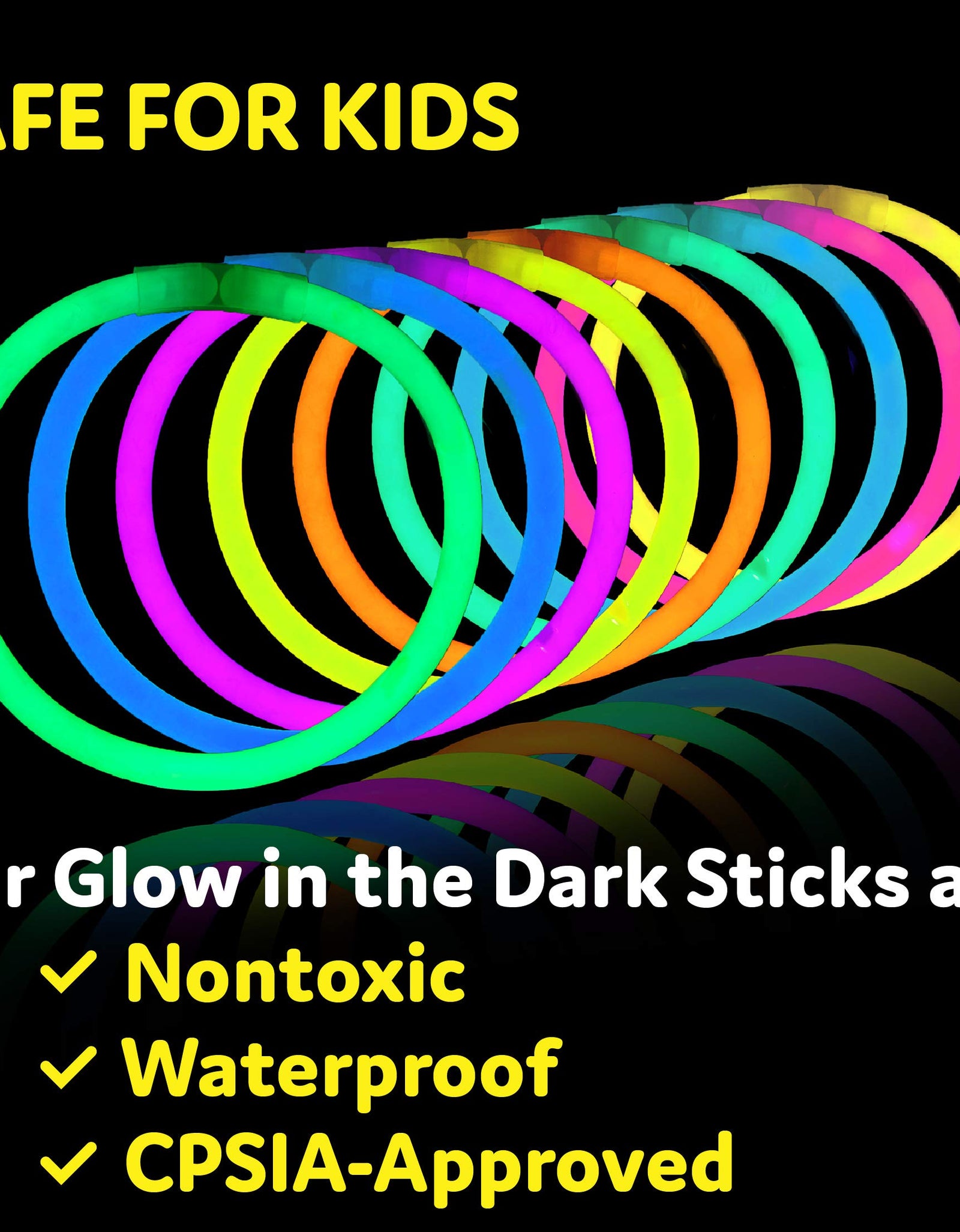 PartySticks Glow Sticks Party Supplies 100pk - 8 Inch Glow in the Dark Light Up Sticks Party Favors, Glow Party Decorations, Neon Party Glow Necklaces and Glow Bracelets with Connectors