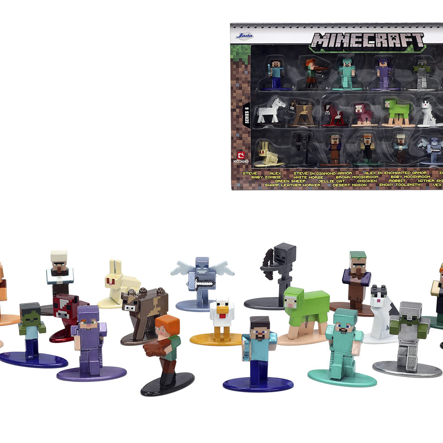 Jada Toys Minecraft 1.65" Die-cast Metal Collectible Figurine 20-Pack Wave 6, Toys for Kids and Adults