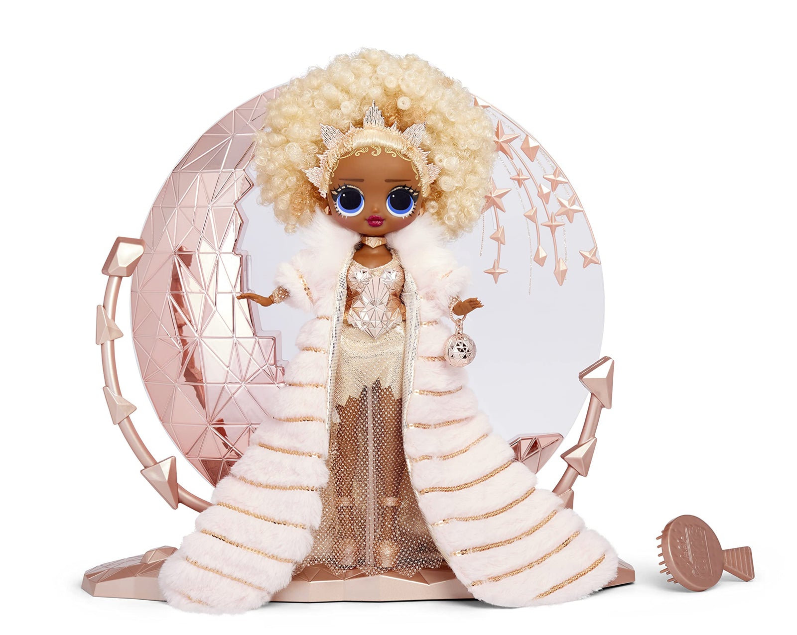 LOL Surprise Holiday OMG 2021 Collector NYE Queen Fashion Doll with Gold Fashions, Accessories, New Year's Celebration Outfit, Light Up Stand– Gift for Kids & Collectors, Toys for Girls Ages 4 5 6 7+