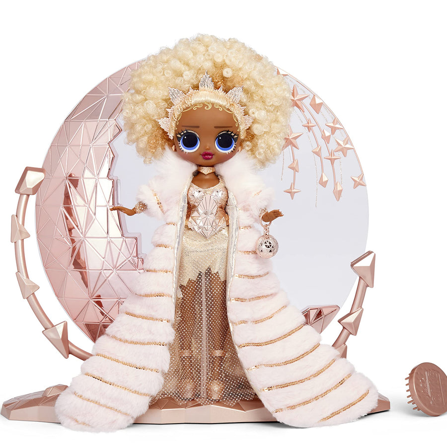 LOL Surprise Holiday OMG 2021 Collector NYE Queen Fashion Doll with Gold Fashions, Accessories, New Year's Celebration Outfit, Light Up Stand– Gift for Kids & Collectors, Toys for Girls Ages 4 5 6 7+