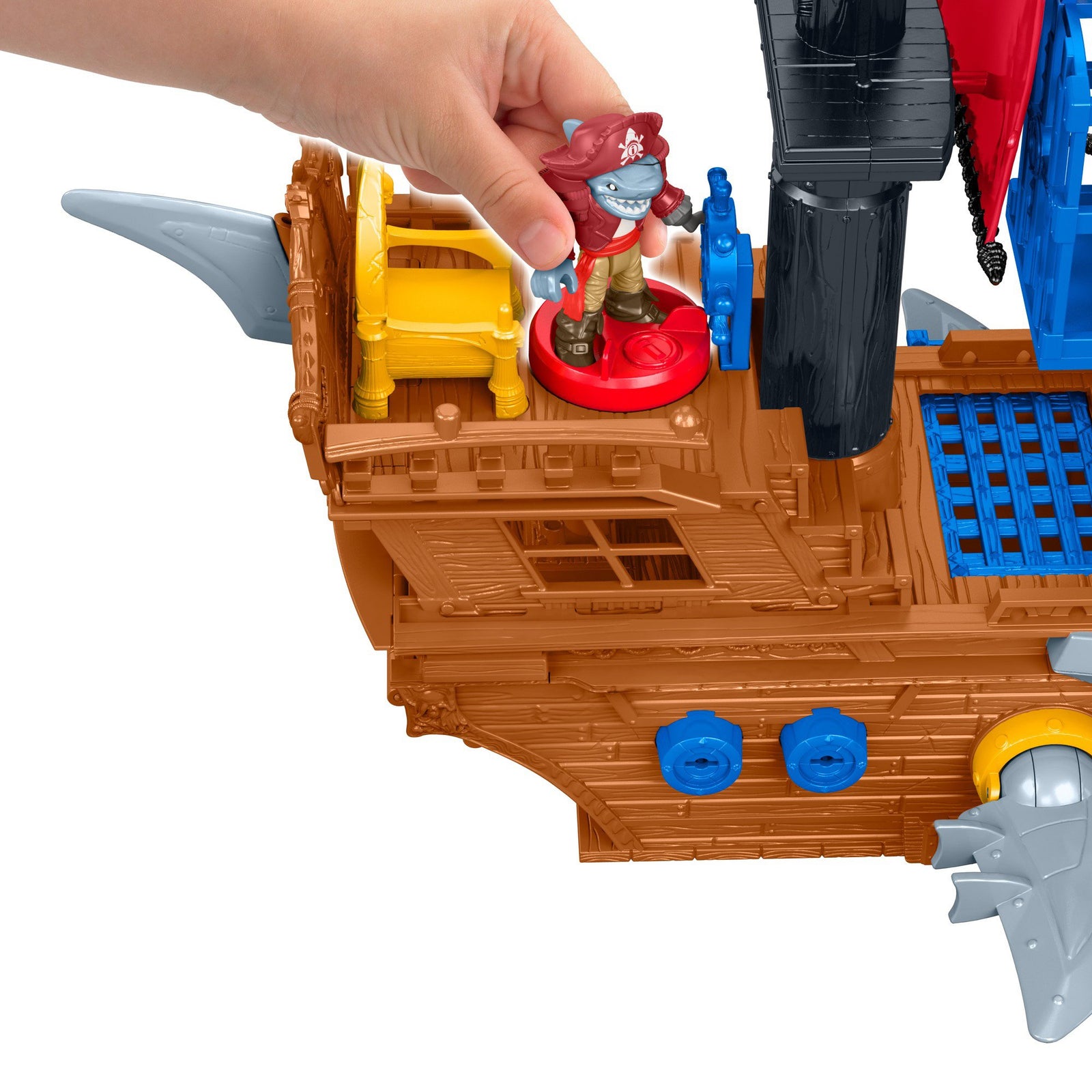 Fisher-Price Imaginext Shark Bite Pirate Ship, Playset with Pirate Figures and Accessories for Preschool Kids Ages 3 to 8 Years