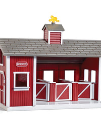 Breyer Stablemates Red Stable and Horse Set | 12 Piece Play set with 2 Horses | 11.5"L x 7.5"W x 9.25"H | 1:32 Scale | Model #59197
