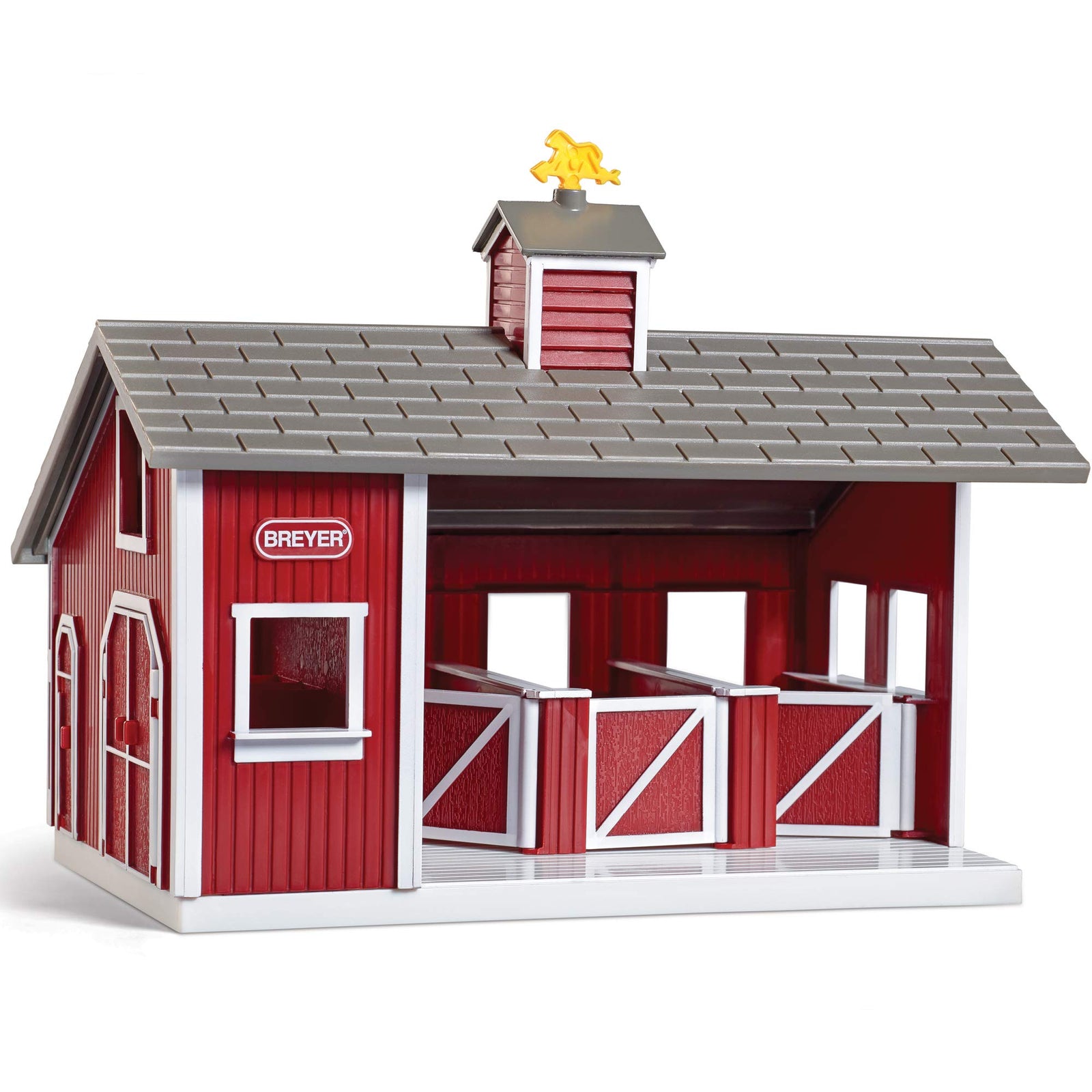 Breyer Stablemates Red Stable and Horse Set | 12 Piece Play set with 2 Horses | 11.5"L x 7.5"W x 9.25"H | 1:32 Scale | Model #59197