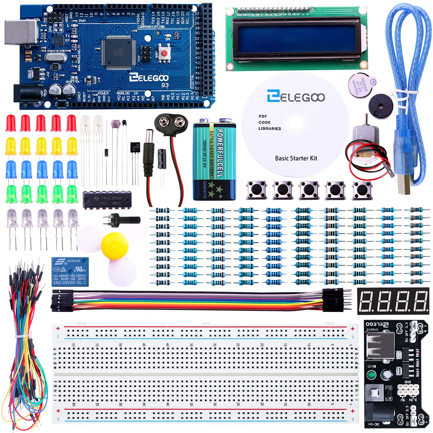 ELEGOO Mega R3 Project The Most Complete Ultimate Starter Kit w/ TUTORIAL Compatible with Arduino IDE