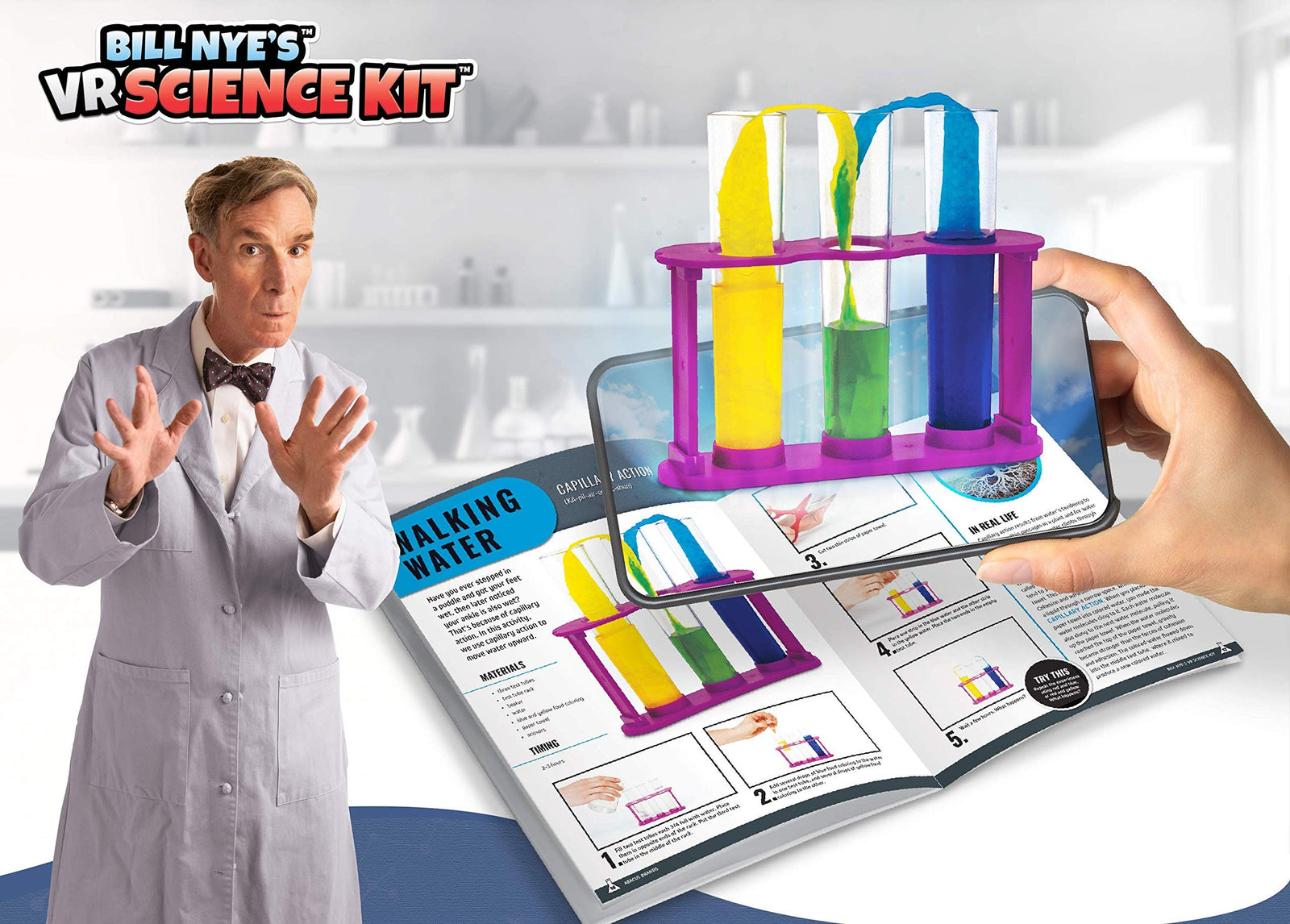 Abacus Brands Bill Nye's VR Science Kit - Virtual Reality Kids Science Kit, Book and Interactive STEM Learning Activity Set (Full Version - Includes Goggles)