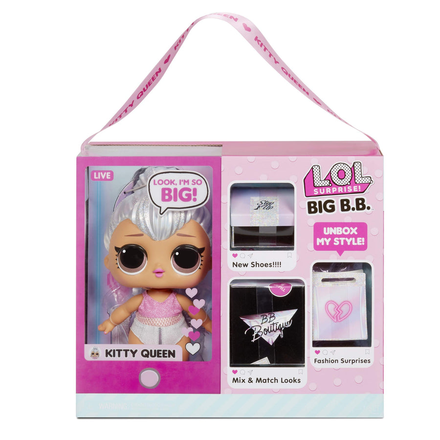 LOL Surprise Big B.B. (Big Baby) Kitty Queen – 11" Large Doll, Unbox Fashions, Shoes, Accessories, Includes Playset Desk, Chair and Backdrop