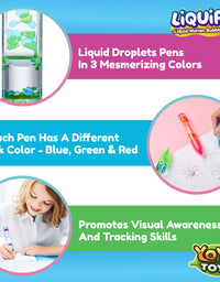 YoYa Toys Liquipen - Liquid Motion Bubbler Pens Sensory Toy (3 Pack) - Writes Like a Regular Pen - Colorful Liquid Timer Pens Great for Stress and Anxiety Relief - Cool Fidget Toys for Kids and Adults
