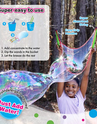 WOWMAZING Giant Bubble Wands Kit: (4-Piece Set) | Incl. Wand, Big Bubble Concentrate and Tips & Trick Booklet | Outdoor Toy for Kids, Boys, Girls | Bubbles Made in The USA - Standard Kit
