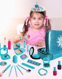 Flybay Kids Makeup Kit for Girl, Real Makeup Set, Washable Makeup Kit for Kids,, Girl Gift Toys Toddler Play Makeup Set for 4 5 6 7 8 Years Old Little Girls

