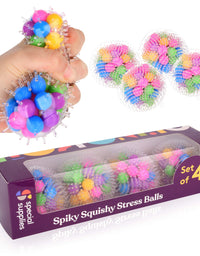 DNA Squish Stress Balls (4-Pack) Squeeze, Color Sensory Toy - Relieve Tension, Stress - Home, Travel and Office Use - Fun for Kids and Adults (Squishy)
