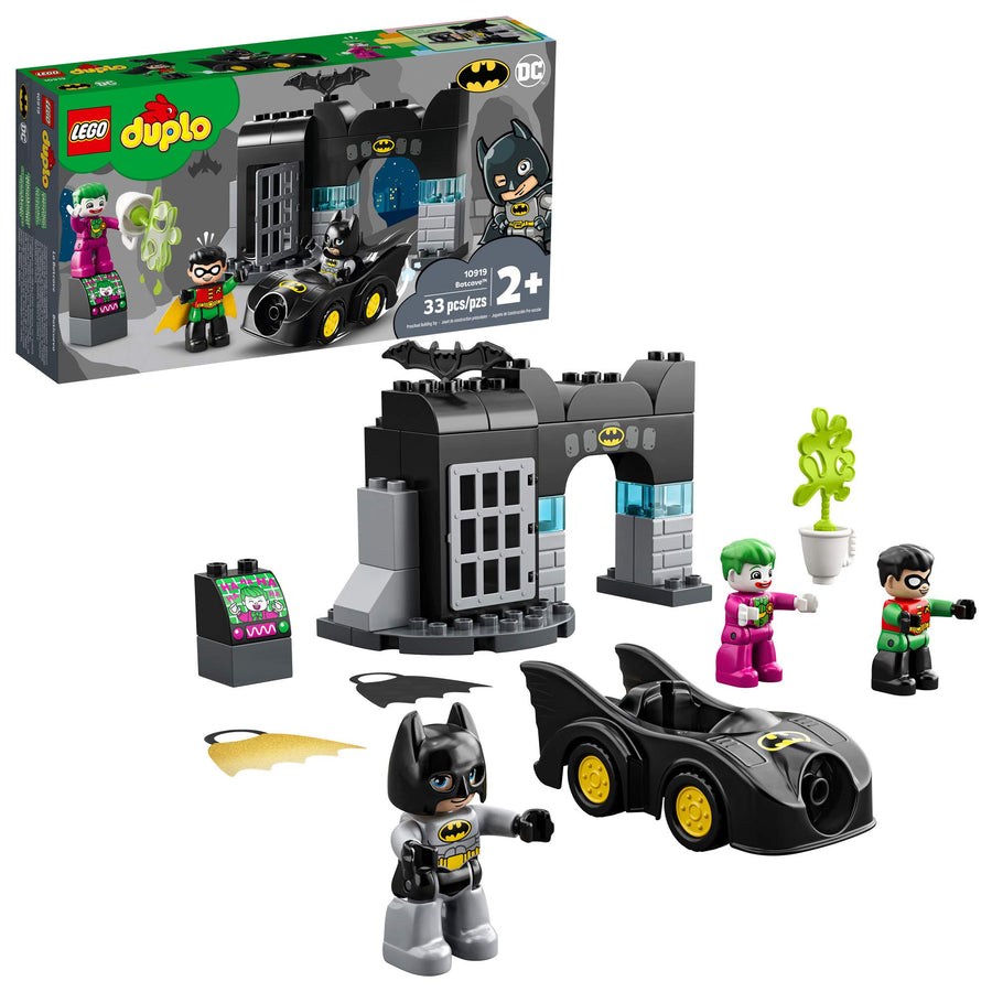 LEGO DUPLO Batman Batcave 10919 Action Figure Toy for Toddlers; with Batman, Robin, The Joker and The Batmobile; Great Gift for Super Hero Kids Who Love Imaginative Play (33 Pieces)