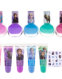 Disney Frozen 2 - Townley Girl Super Sparkly Cosmetic Makeup Set for Girls with Lip Gloss Nail Polish Nail Stickers - 11 Pcs|Perfect for Parties Sleepovers Makeovers| Birthday Gift for Girls 3 Yrs+
