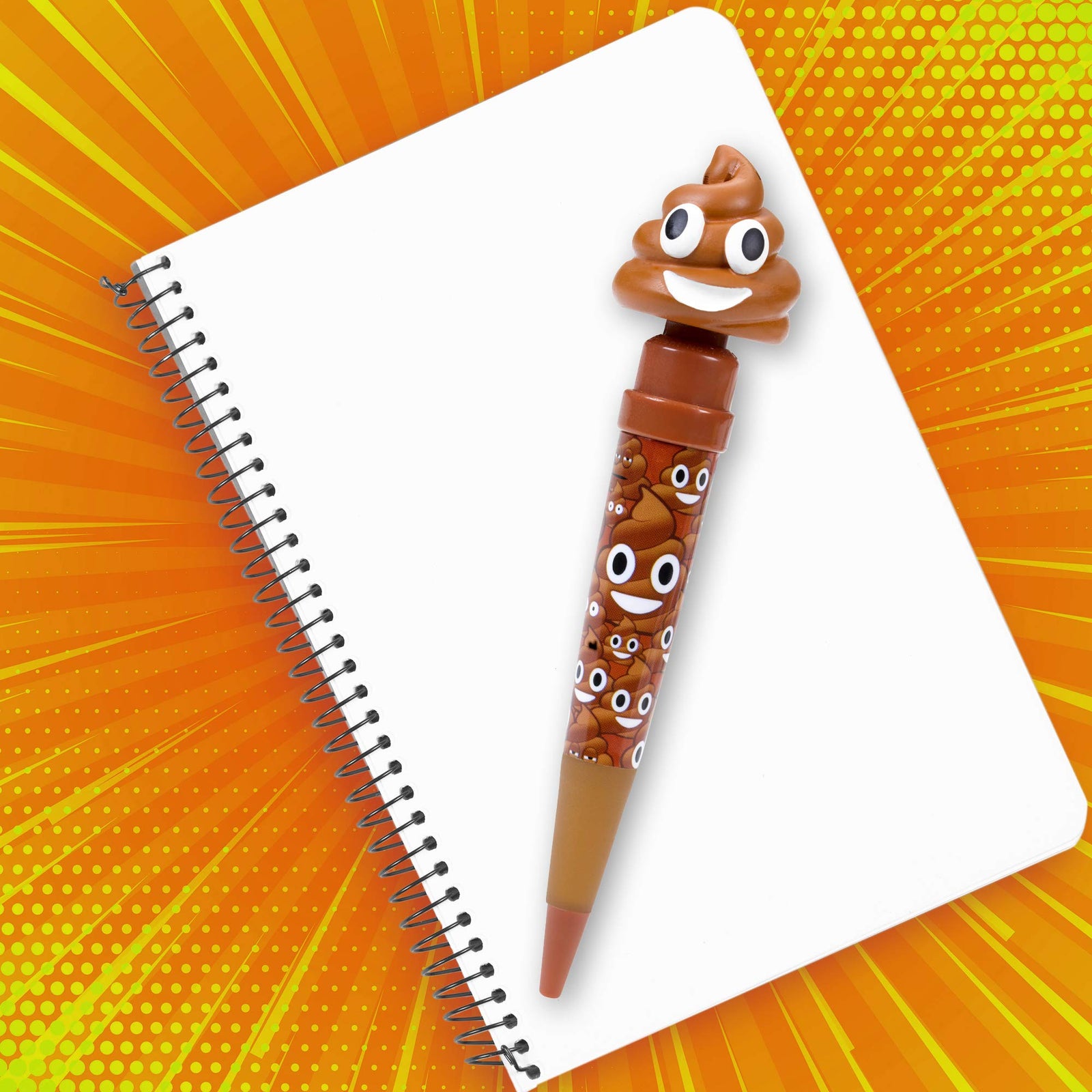 Farting Poop Emoji Pen - Makes 7 Funny Fart Sounds - Cute Smiling Poop Face Emoticon Ballpoint Pens - Talking Joke Toy for Teen Boys & Girls - Fun Silly Cool Easter Surprise Gifts for Kids & Adults