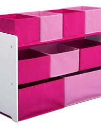 Delta Children Deluxe Multi-Bin Toy Organizer with Storage Bins, White/Pink Bins
