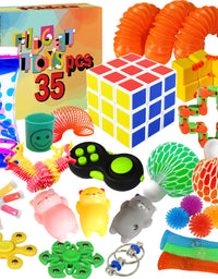 Kidcia Fidget Toys, 35 PCS Sensory Toys for Adults / Kids / ADHD / Autistic / ADD / OCD to Release Anxiety / Autism with Marble Mesh & Liquid Motion Timer, Gifts for Birthday / Classroom Reward
