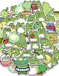 50 Pieces Frog Stickers Cartoon Vinyl Waterproof Stickers for Laptop,Guitar,Motorcycle,Bike,Skateboard,Luggage,Phone,Hydro Flask, Gift for Kids Teen Birthday Party
