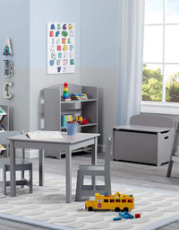 Delta Children MySize Kids Wood Table and Chair Set (2 Chairs Included) - Ideal for Arts & Crafts, Snack Time, Homeschooling, Homework & More, Grey
