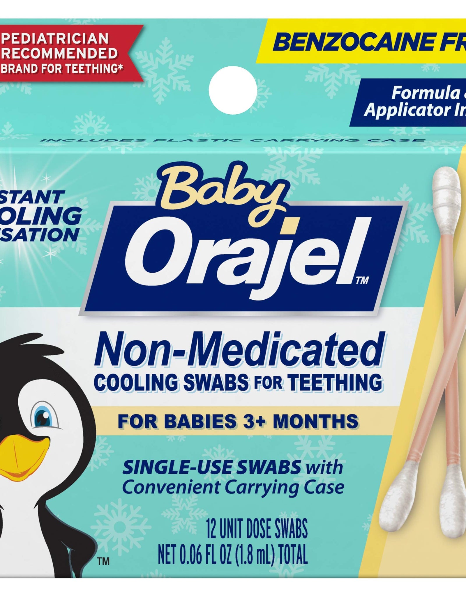 Baby Orajel Non-Medicated Cooling Swabs for Teething, 12 Unit Dose Swabs