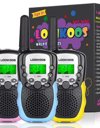 LOOIKOOS Walkie Talkies for Kids, 3 KMs Long Range Children Walky Talky Handheld Radio Kid Toy Best Gifts for Boys and Girls 3 Pack
