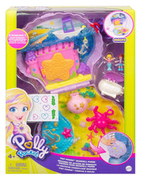 Polly Pocket Tiny Power Seashell Purse Compact with Wearable Strap, Fun Under-The-Sea Features, Micro Polly and Lila Mermaid Dolls, 2 Accessories & Sticker Sheet; for Ages 4 Years Old & Up
