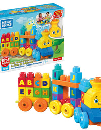 Mega Bloks First Builders ABC Musical Train with Big Building Blocks, Building Toys for Toddlers (50 Pieces)
