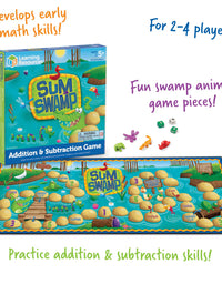 Learning Resources Sum Swamp Game, Homeschool, Addition & Subtraction Game, Early Math Skills, Math Games for Kids, Educational Board Games, 8 Pieces, Ages 5+
