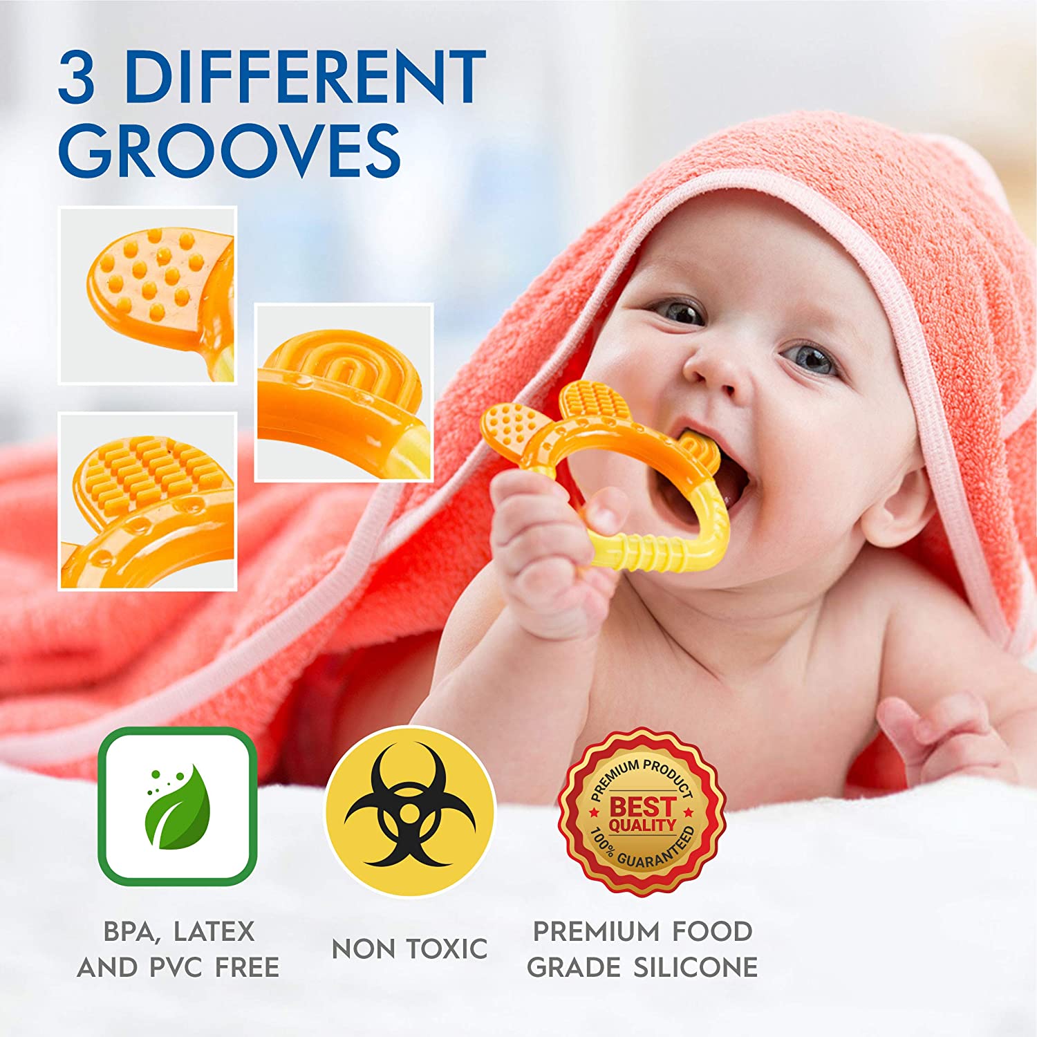 Baby Teething Toys for Newborn Infants (6-Pack) Freezer Safe Infant and Toddler Silicone Teethers Soothe Babies Gums, Perfect Baby Shower Gift