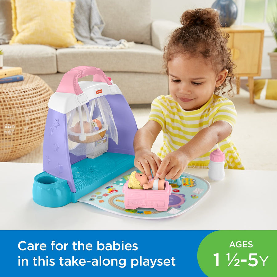 Fisher-Price Little People Cuddle & Play Nursery, Portable Nursery Play Set for Toddlers and Preschool Kids Up to Age 5