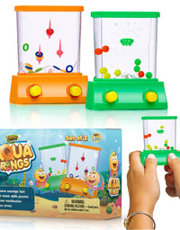 Handheld Water Game by YoYa Toys - 2 Pack Set of a Fish Ring Toss and a Basketball Aqua Arcade Toy in 2 Compact Mini Retro Pastime for Kids and Adults in a Gift Box
