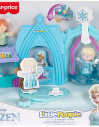 Disney Frozen Arendelle Winter Wonderland by Little People, ice skating playset with Anna and Elsa figures for toddlers and preschool kids
