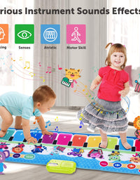 Joyjoz Piano Mat, Upgraded Musical Mat with 8 Instruments Sounds Child Floor Keyboard Touch Play Blanket Dance Mat Build-in Speaker & Recording Function Xmas Gift Toys for Baby Girls Boys Toddlers
