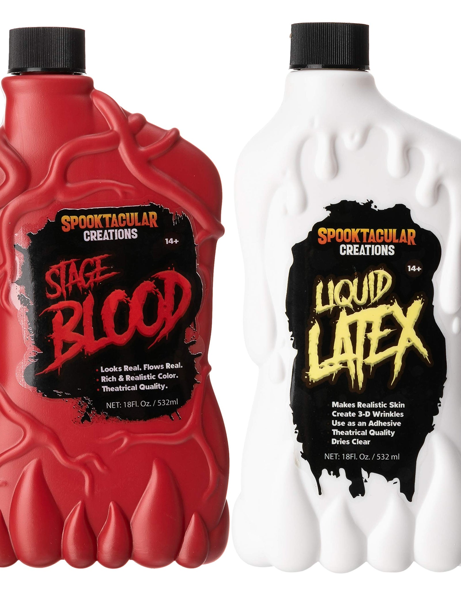 Spooktacular Creations 18 oz Liquid Latex & 18 oz Halloween Vampire Blood Bottle Fake Blood for Halloween Costume, Zombie, Vampire and Monster Makeup & Dress Up