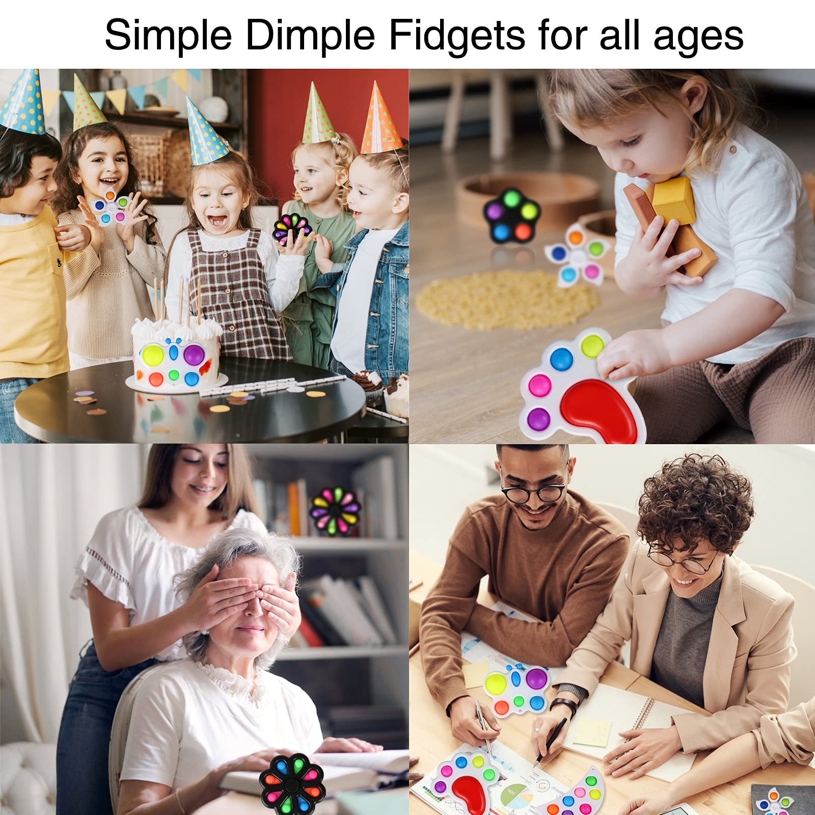 Simple Dimple Fidget Pack, 7pcs Fidget Dimple Toys Set with Fidget Dimples for Kids and Adults Anti Stress and Anxiety Tools Bundle