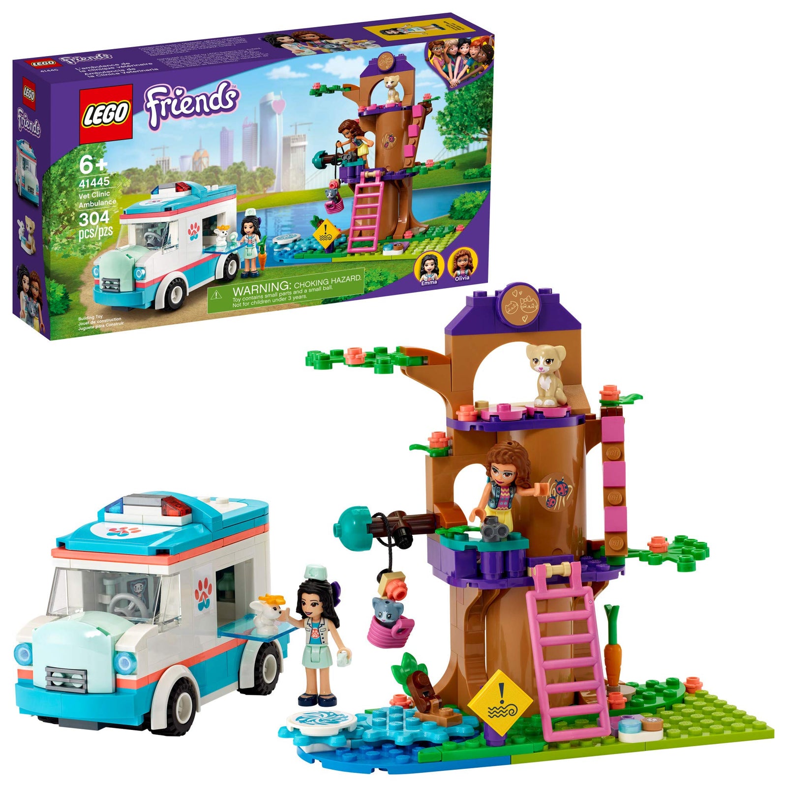 LEGO Friends Vet Clinic Ambulance 41445 Building Kit; Collectible Toy with Ambulance, Rabbit and Kitten Toys, Children’s Vet Kit and Olivia and Emma Mini-Dolls, New 2021 (304 Pieces)