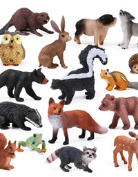 16pcs Forest Animals Baby Figures, Woodland Creatures Figurines, Miniature Toys Cake Toppers Cupcake Toppers Birthday Gift for Kids
