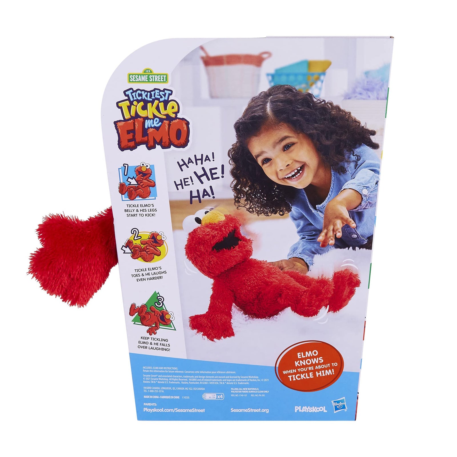 Sesame Street Tickliest Tickle Me Elmo Laughing, Talking, 14-Inch Plush Toy for Toddlers, Kids 18 Months & Up