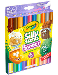 Crayola Silly Scents Dual Ended Markers, Sweet Scented Markers, 10 Count, Gift for Kids, Age 3, 4, 5, 6, Multi
