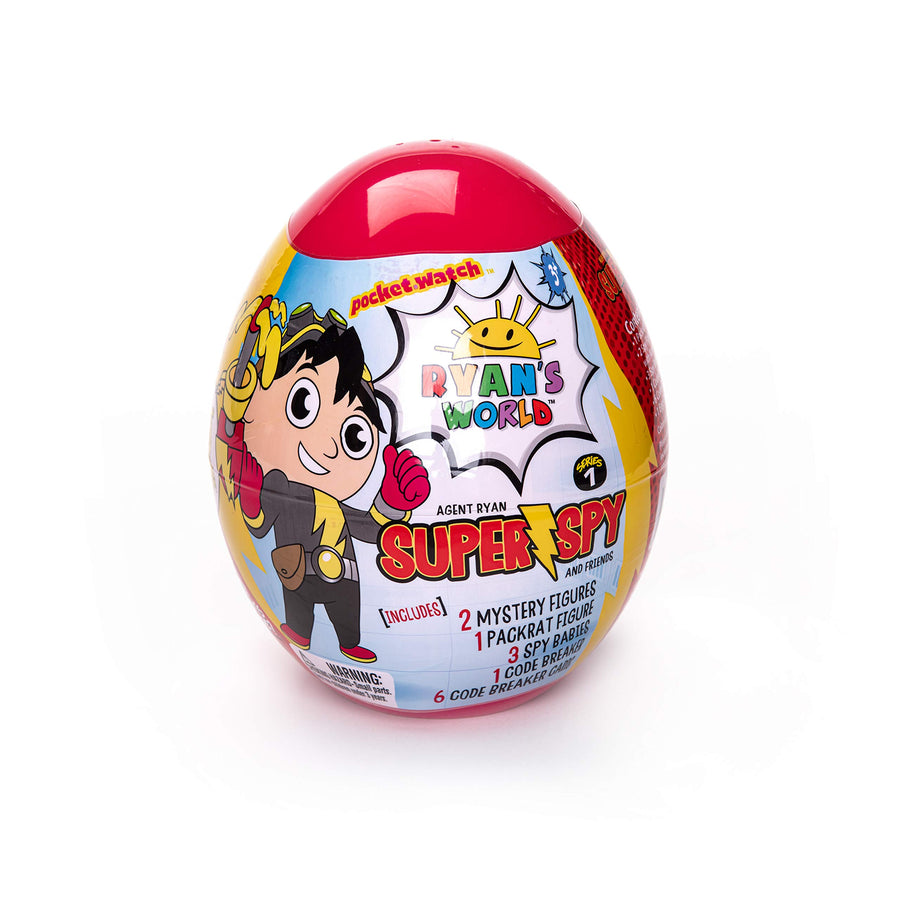 Ryan’s World Super Spy Ryan’s Mega Micro Egg, Full Of Secret Surprises, Includes 1 Packrat Figure, 2 spy Figures, 3 Spy Baby Figures, A Secret Spinner, 6 Codebreaker Cards, Kids Toy [Amazon Exclusive]