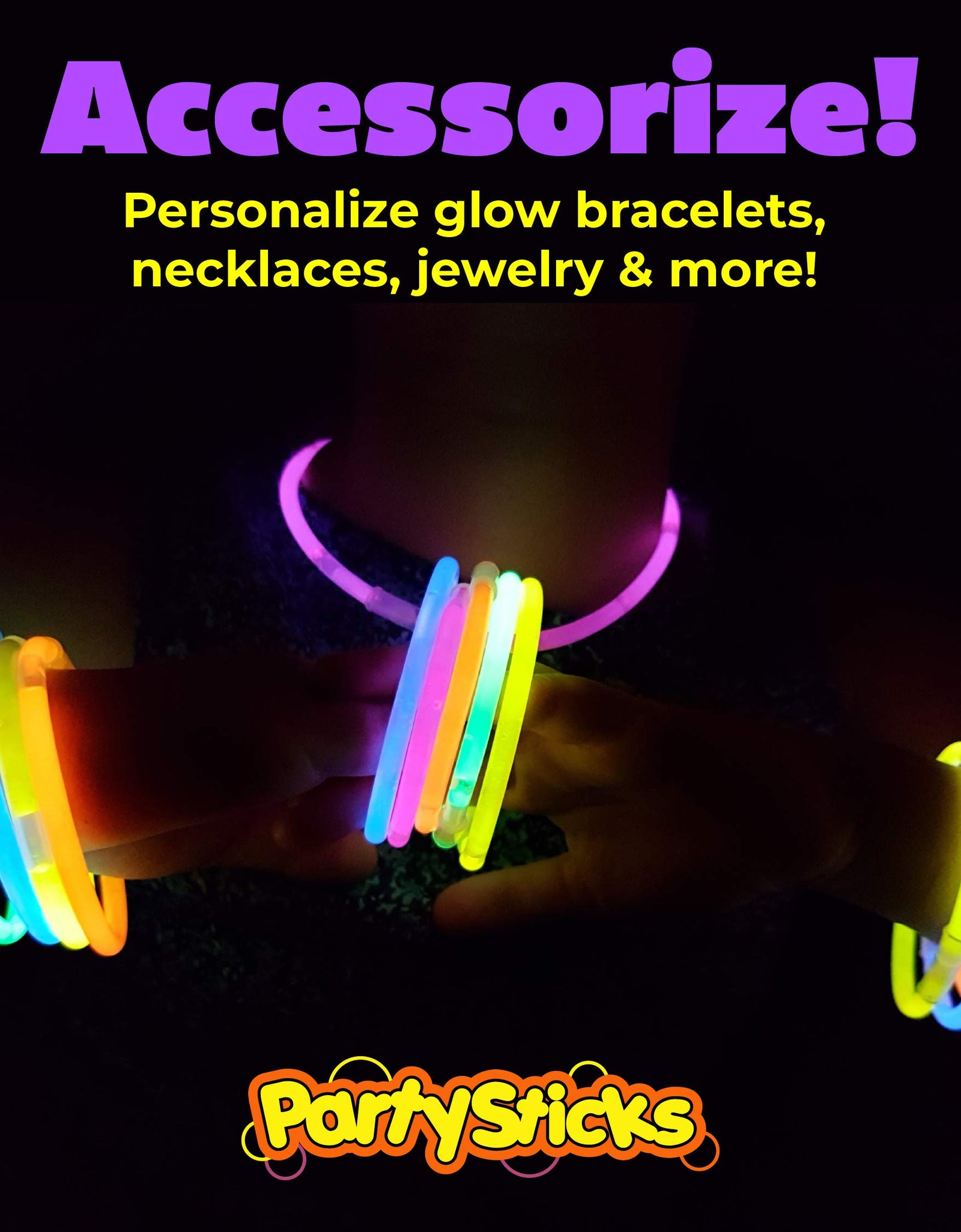PartySticks Moondance Glow Sticks and Connectors - 40pk Glow in The Dark Party Favors with 16 Glow Sticks Party Decorations and 24 Connectors for Light Up Glasses, Glow Necklaces, Glow Bracelets