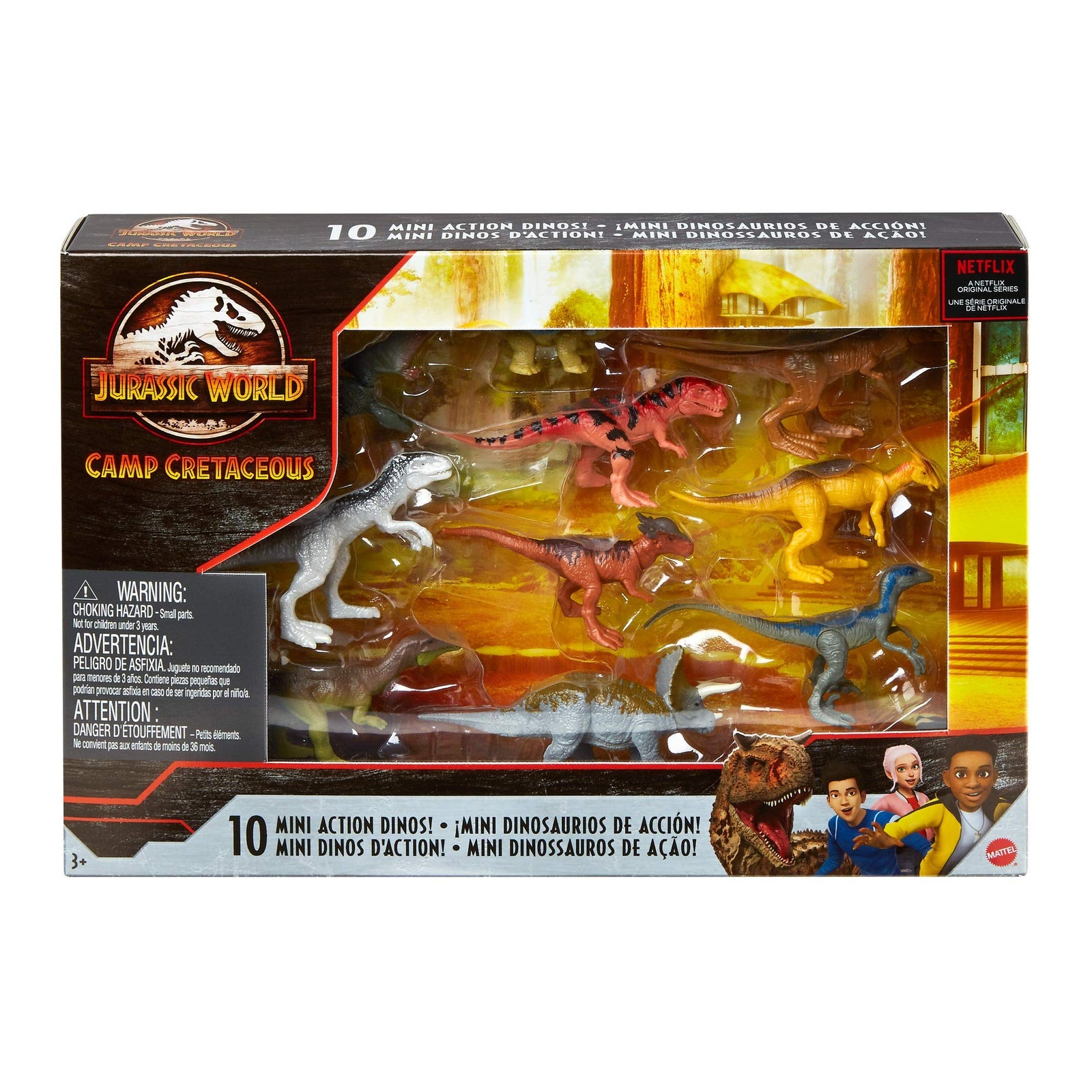 Jurassic World Camp Cretaceous Multipack with 10 Mini Dinosaur Action Figures, Realistic Sculpting & One or More Movable Articulation Points Iconic to Its Species, 4 Years Old & Up [Amazon Exclusive]