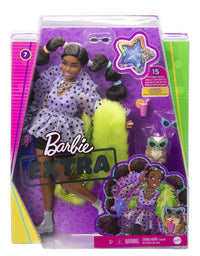 Barbie Extra Doll #7 in Top, Shorts & Furry Shrug with Pet Pomeranian, Long Pigtails with Rainbow Hair Ties, Outfit & Accessories, Multiple Flexible Joints, Gift for Kids 3 Years Old & Up
