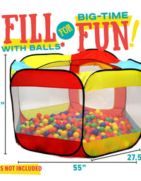 Kiddey Ball Pit Play Tent for Kids - 6-Sided Ball Pit for Kids Toddlers and Baby - Fill with Plastic Balls (Balls Not Included) or Use As an Indoor / Outdoor Play Tent Great Gift Idea
