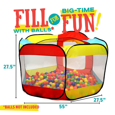 Kiddey Ball Pit Play Tent for Kids - 6-Sided Ball Pit for Kids Toddlers and Baby - Fill with Plastic Balls (Balls Not Included) or Use As an Indoor / Outdoor Play Tent Great Gift Idea
