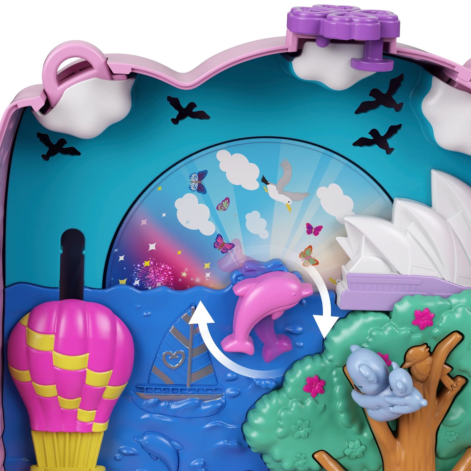Polly Pocket Koala Adventures Wearable Purse Compact with Micro Polly Doll & Friend Doll, 8 Outdoor-Related Features, 5 Animals & Removable Vehicle Accessory, Great Gift for Ages 4 Years Old & Up