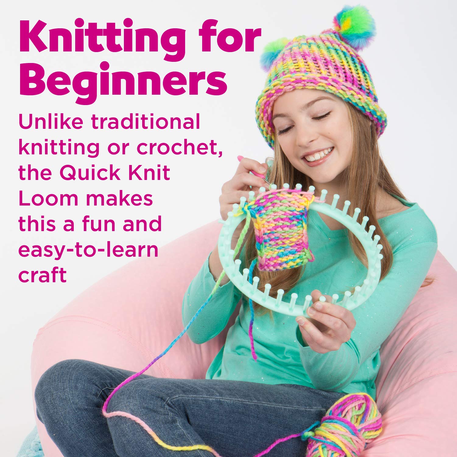Creativity for Kids Quick Knit Loom – Make Your Own Pom Pom Hat And Accessories For Beginners (Packaging May Vary)