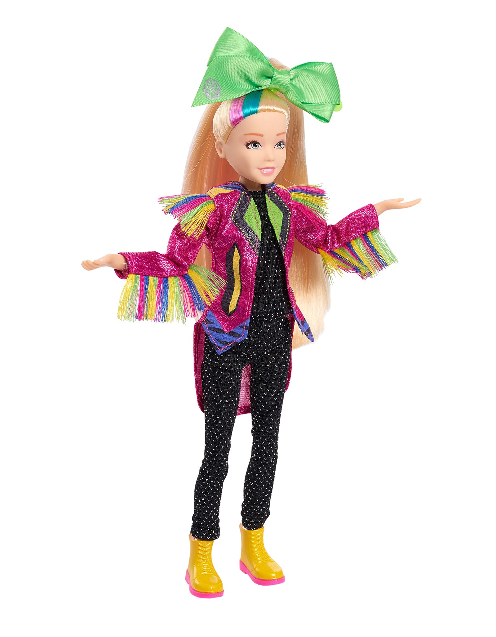 JoJo Siwa 10 Inch Singing Doll, Sings Hit Song Titled Non-Stop, Pink Jacket with Rainbow Fringe, by Just Play