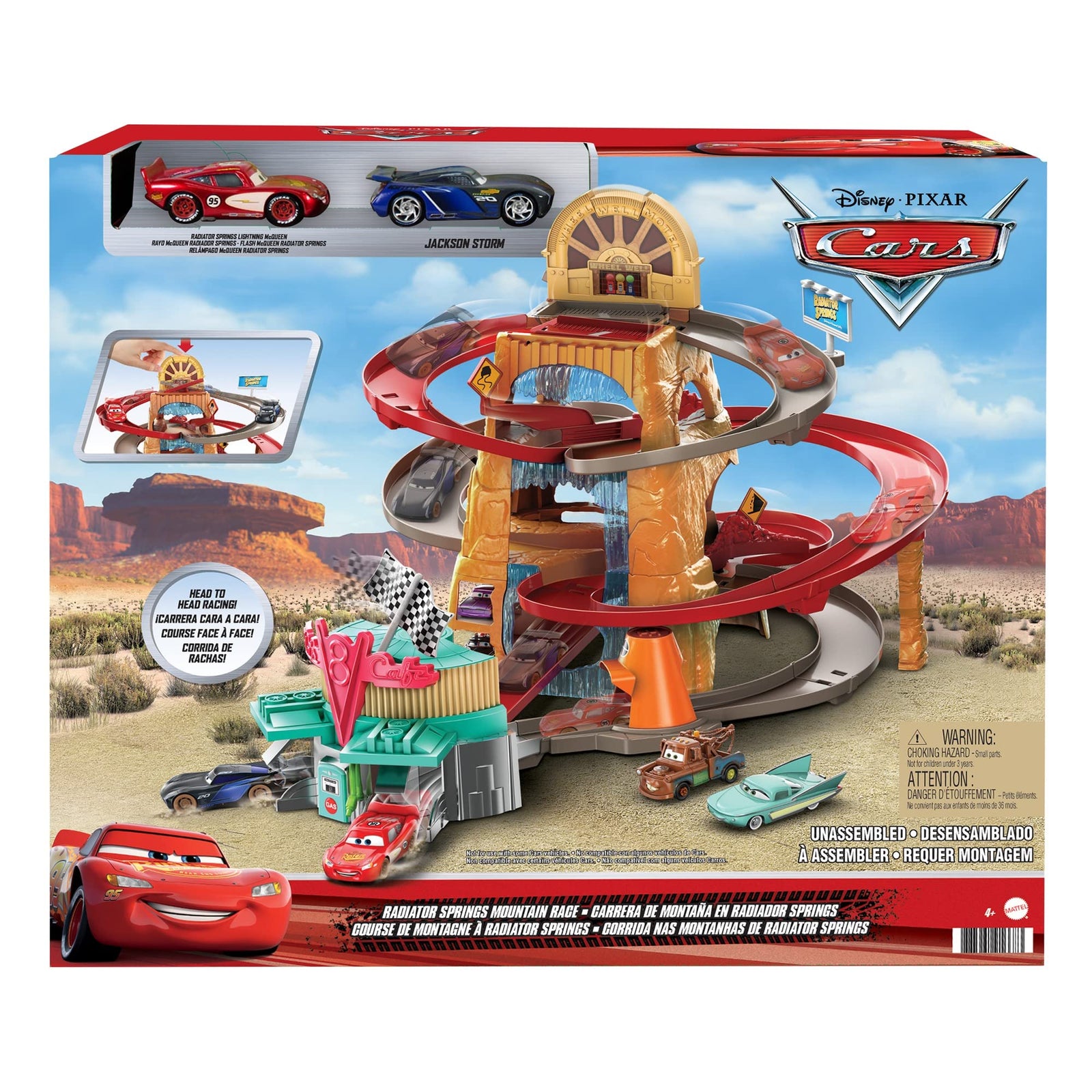 Radiator Springs Mountain Race Playset, Complete Racing Play with Two Vehicles, Gift for Cars Fans Ages 4 Years and Older