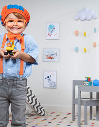 Blippi Costume Roleplay Accessories, Perfect for Dress Up and Play Time - Includes Iconic Orange Bow Tie, Suspenders, Hats and Glasses, for Young Children and Toddlers - Roleplay Set
