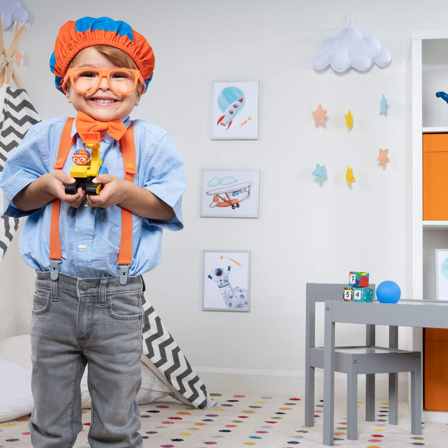Blippi Costume Roleplay Accessories, Perfect for Dress Up and Play Time - Includes Iconic Orange Bow Tie, Suspenders, Hats and Glasses, for Young Children and Toddlers - Roleplay Set